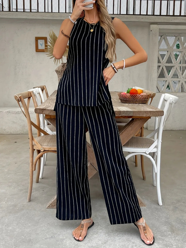 Ludowika Striped Sleeveless Top and Pants Two-Piece Set