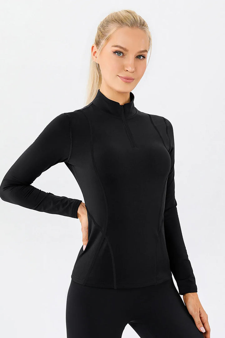 Ludowika Mock Neck Quarter Zip Active T-Shirt