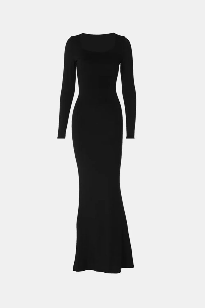 Ludowika Built-In Shapewear Square Neck Long Sleeve Maxi Dress