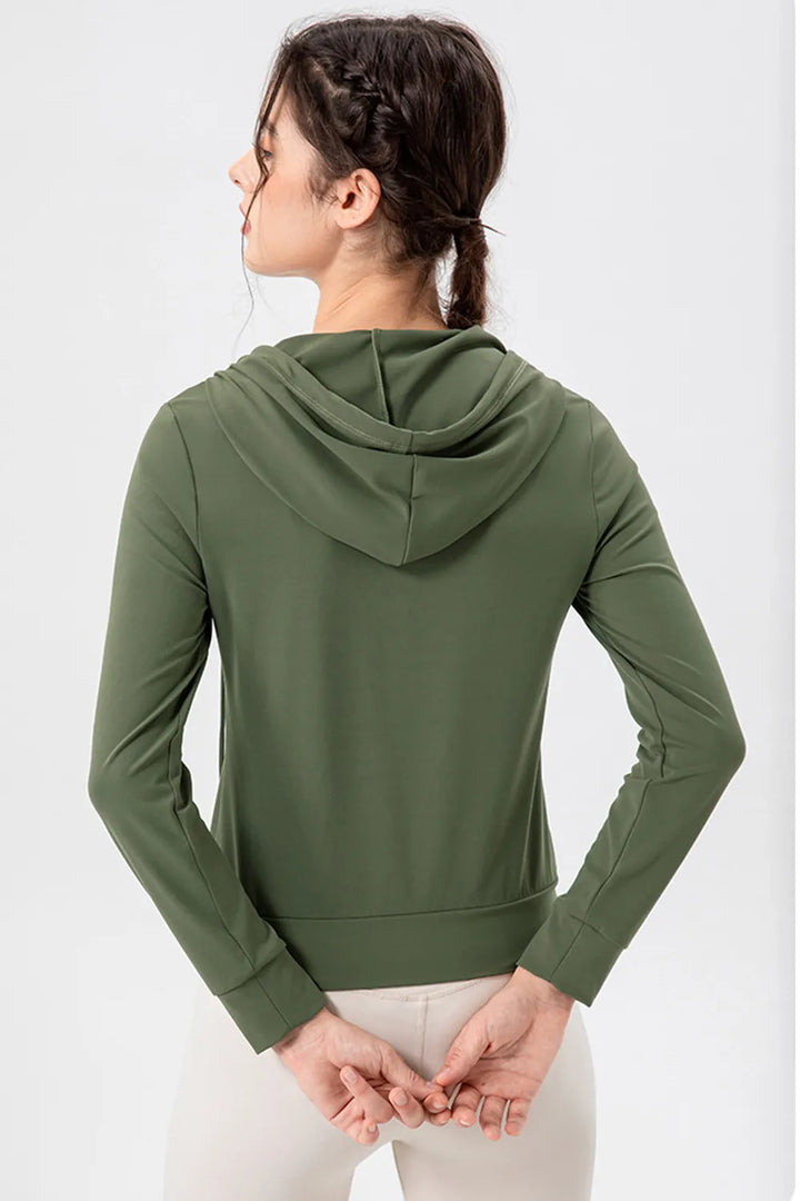 Ludowika Drawstring Zip Up Hooded Active Outerwear