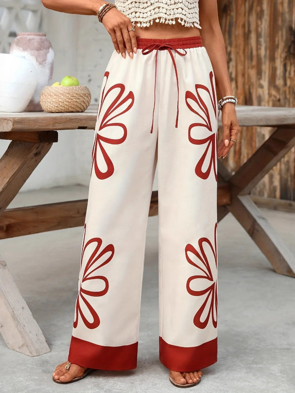 Ludowika Floral Drawstring Wide Leg Pants