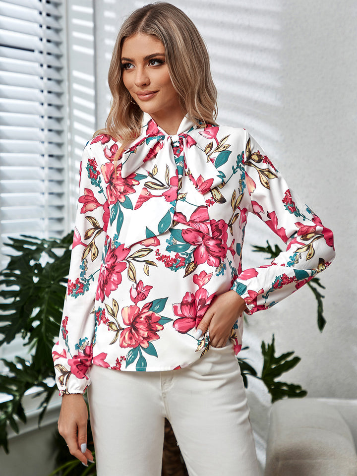 Ludowika Printed Tie Neck Long Sleeve Blouse