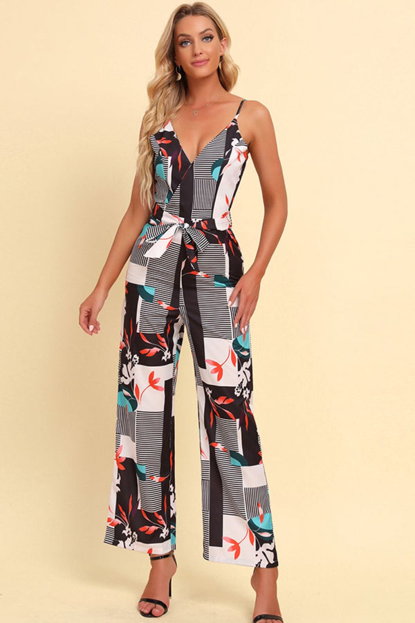 Ludowika Printed Spaghetti Strap Tied Jumpsuit