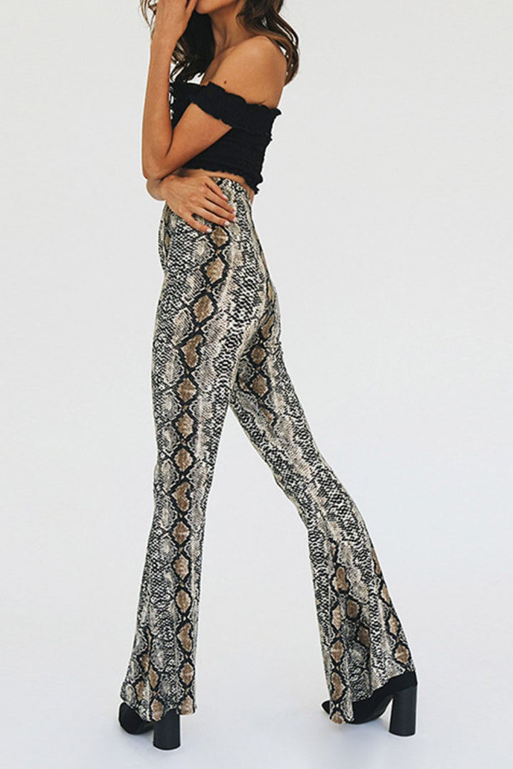 Ludowika Snakeskin Print Flare Pants