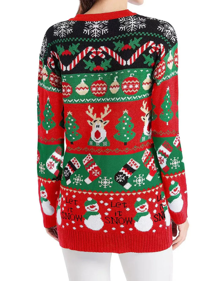 Ludowika Christmas Reindeer Button Up Long Sleeve Cardigan