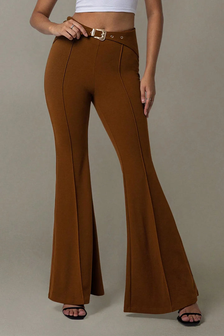 Ludowika High Waist Flare Pants with Buckle Belt