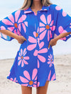 Ludowika Summer Flower Print Shirt Collar Button Front Loose Romper