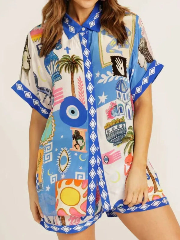 Ludowika Printed Button Up Shirt and Shorts Set
