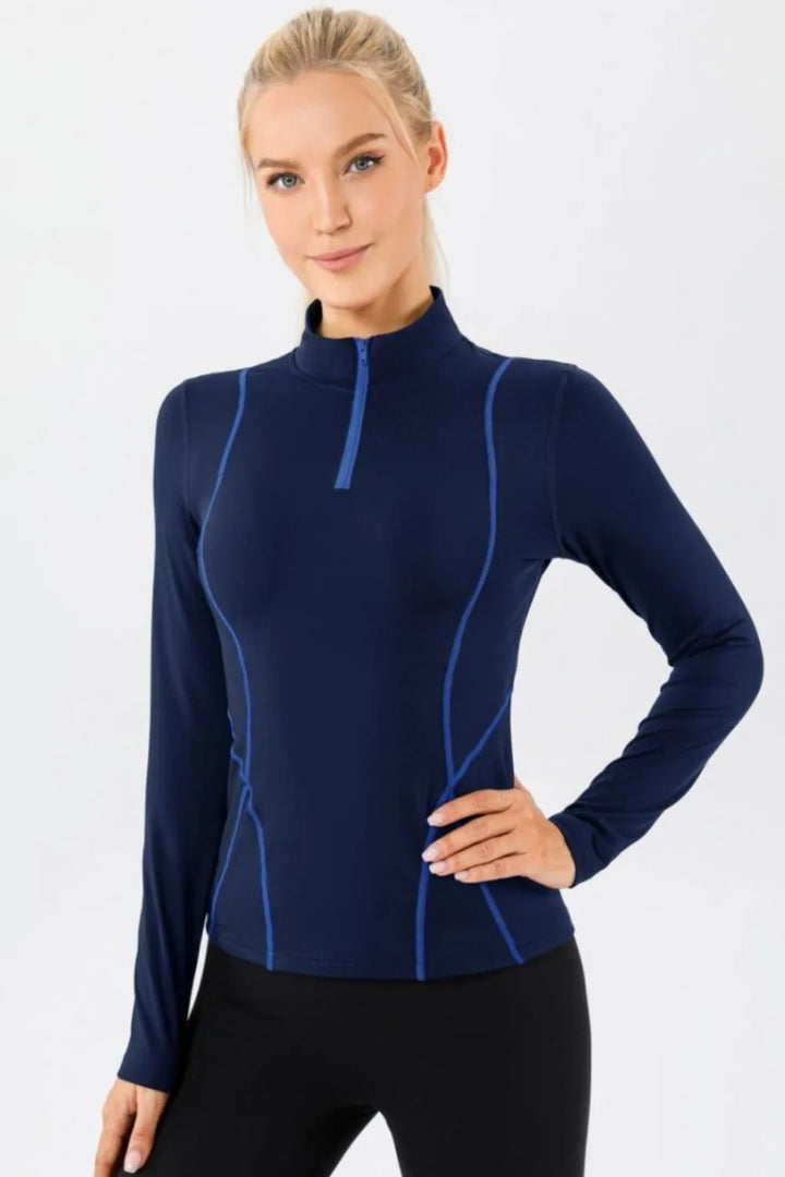 Ludowika Mock Neck Quarter Zip Active T-Shirt