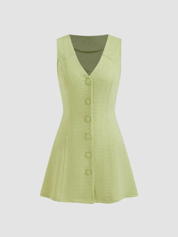 Ludowika Gingham Button-Front A-Line Mini Dress