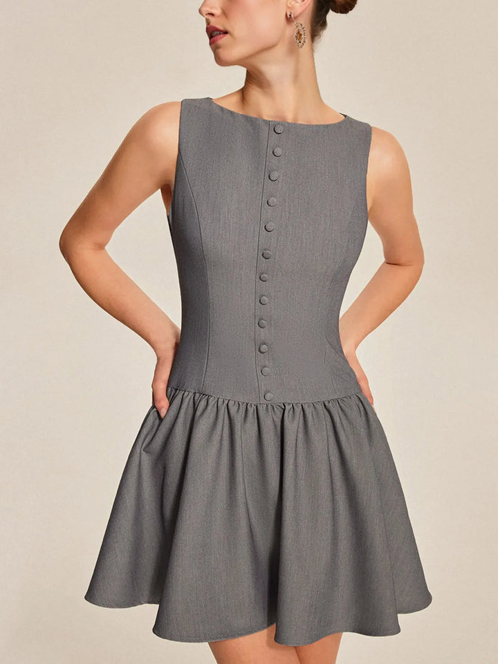 Ludowika Round Neck Sleeveless Ruffled Mini Dress