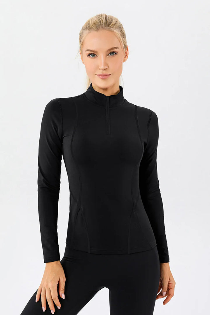Ludowika Mock Neck Quarter Zip Active T-Shirt
