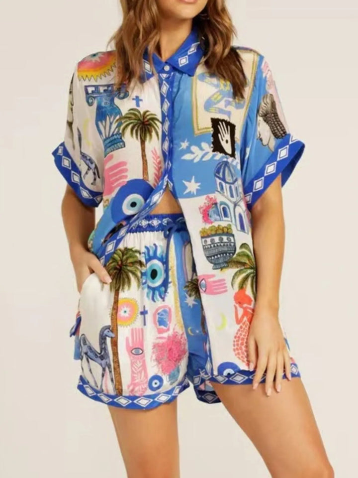 Ludowika Printed Button Up Shirt and Shorts Set