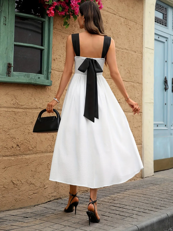 Ludowika Sweetheart Neck Wide Strap Midi Dress
