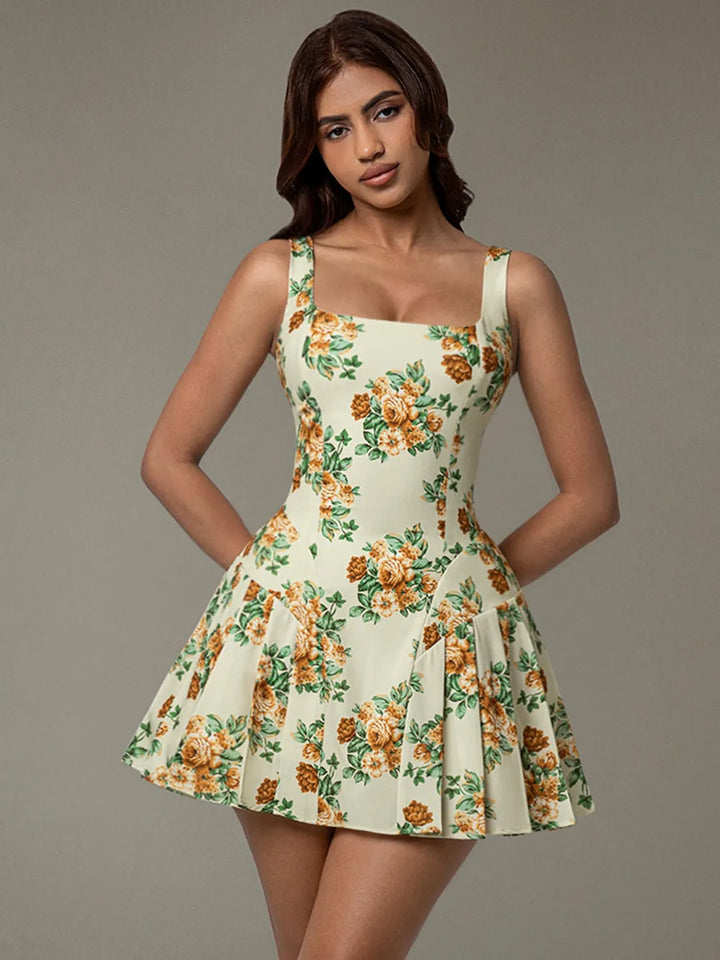 Ludowika Floral Sleeveless Mini Pleated Dress