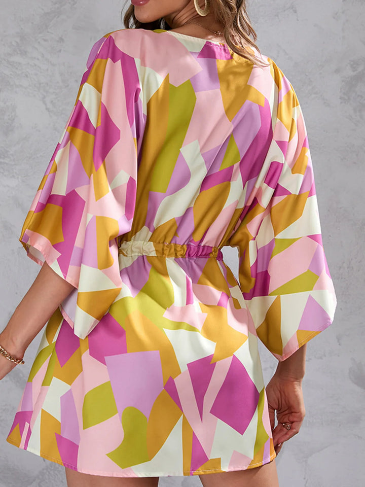 Ludowika Color Block Drawstring Waist Button Up Dress