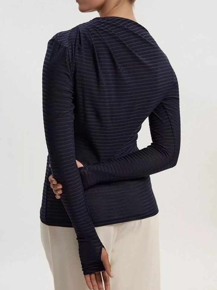 Ludowika Ruched Striped Long Sleeve Top