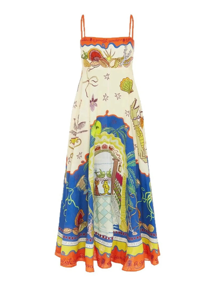 Ludowika Printed Square Neck Maxi Cami Dress