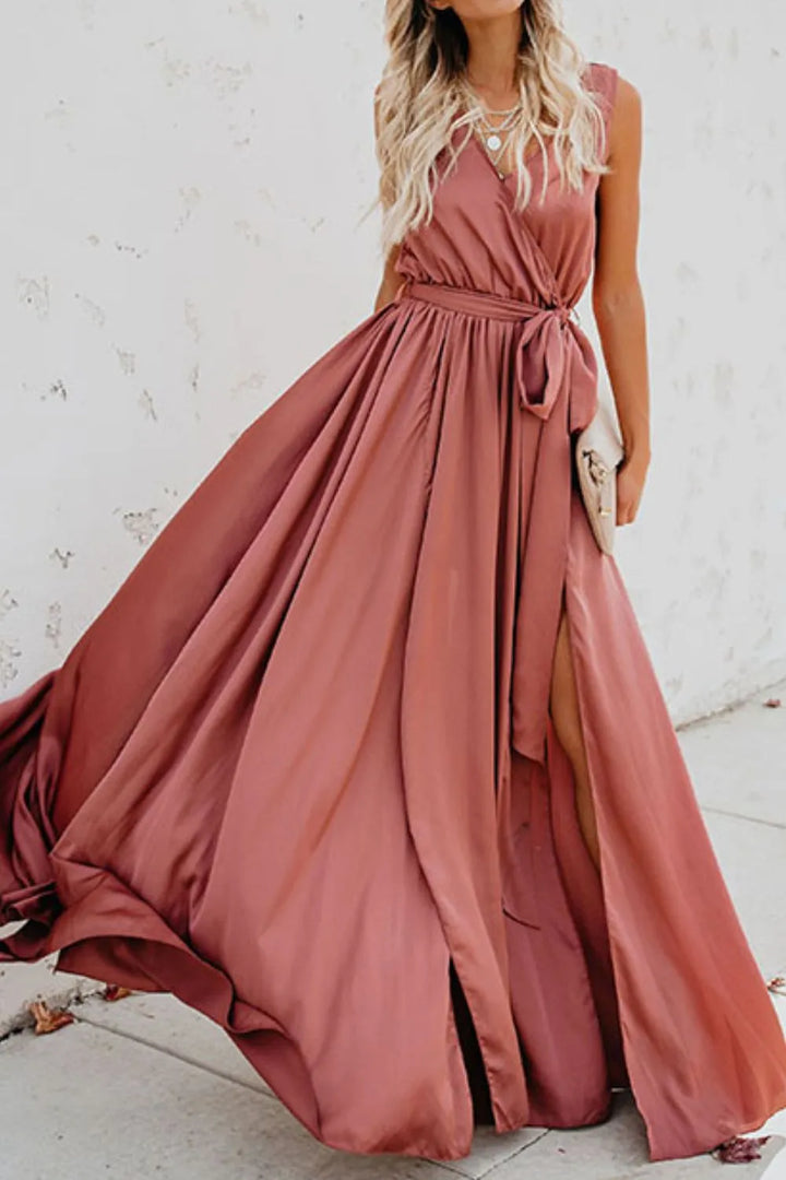 Ludowika Surplice Tie Waist Maxi Dress