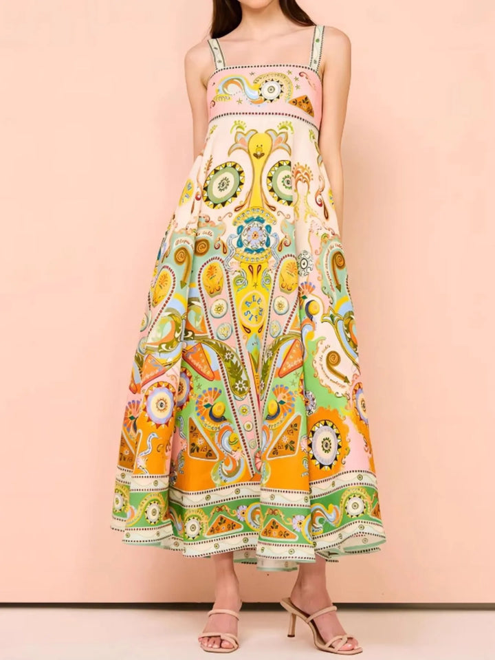 Ludowika Paisley Print Square Neck Summer Dress