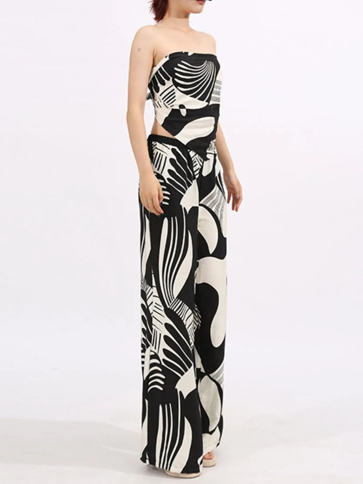 Ludowika Abstract Print Tube Top and Wide Leg Pants Two-Piece Set