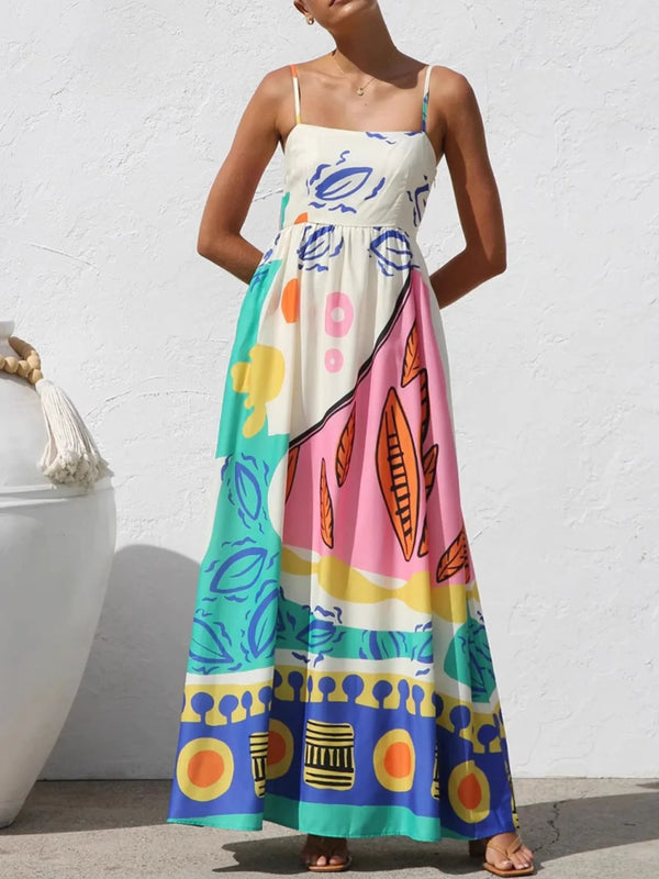 Ludowika Printed Square Neck Maxi Cami Dress
