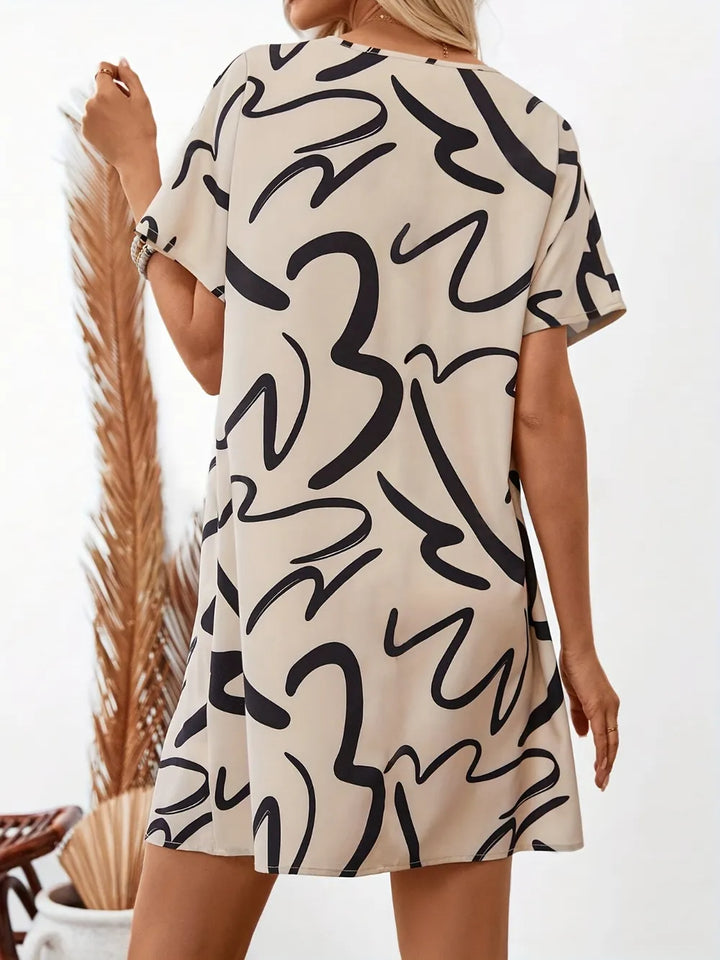 Ludowika Printed Short Sleeve Mini Dress