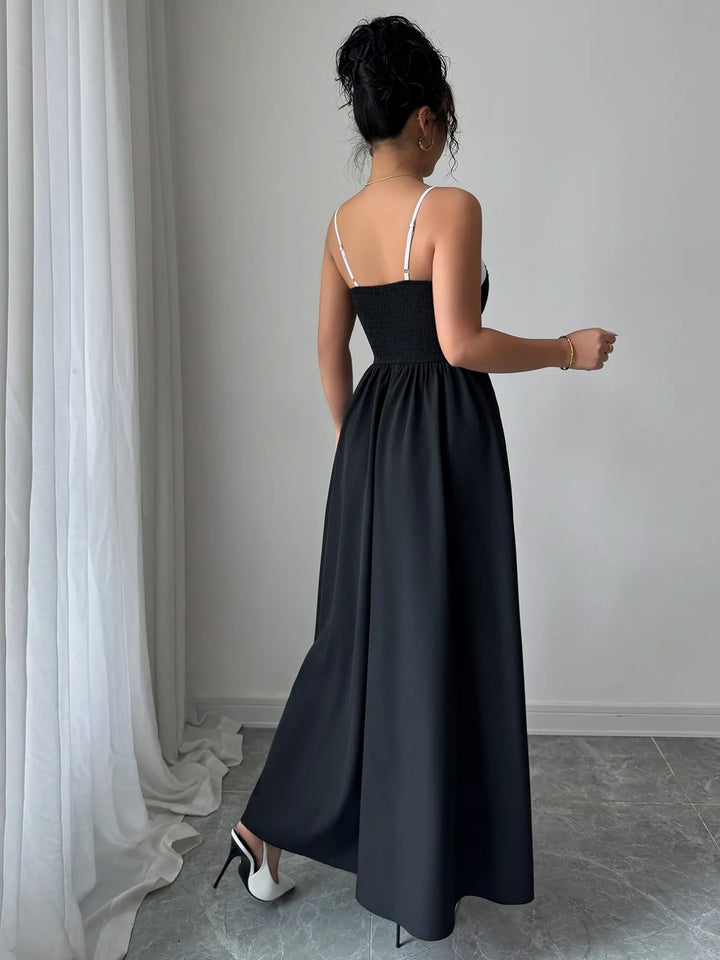 Ludowika Decorative Button Contrast Maxi Cami Dress