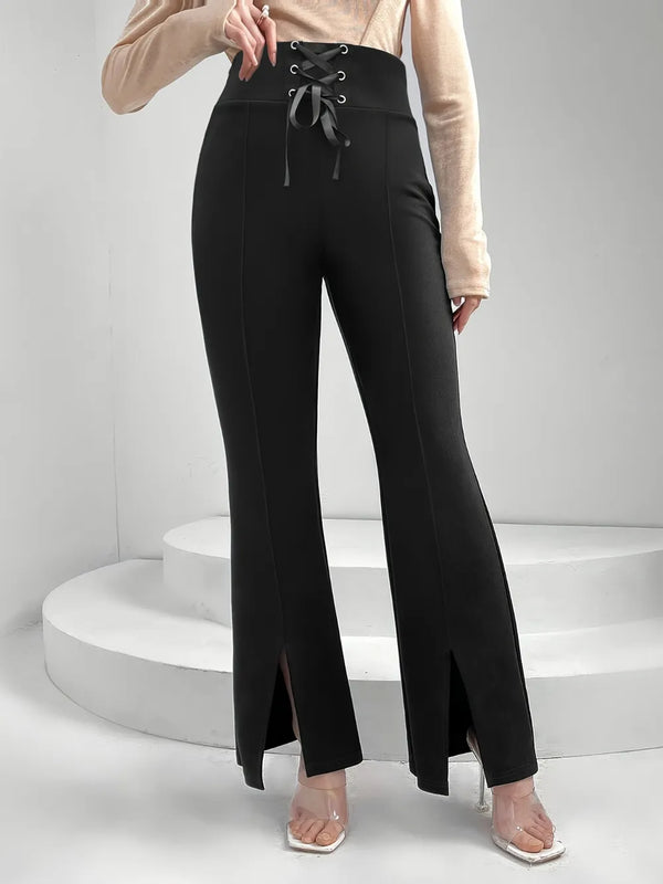 Ludowika Lace Up Slit Bootcut Pants