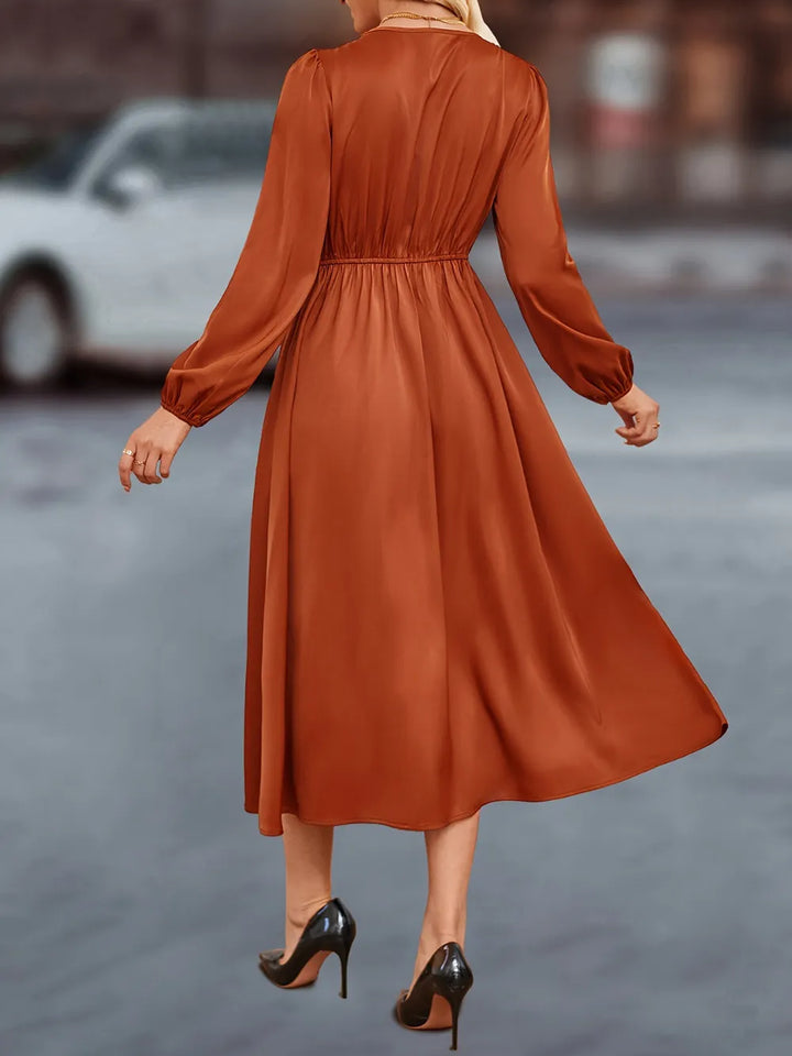 Ludowika V-Neck Balloon Sleeve Midi Dress