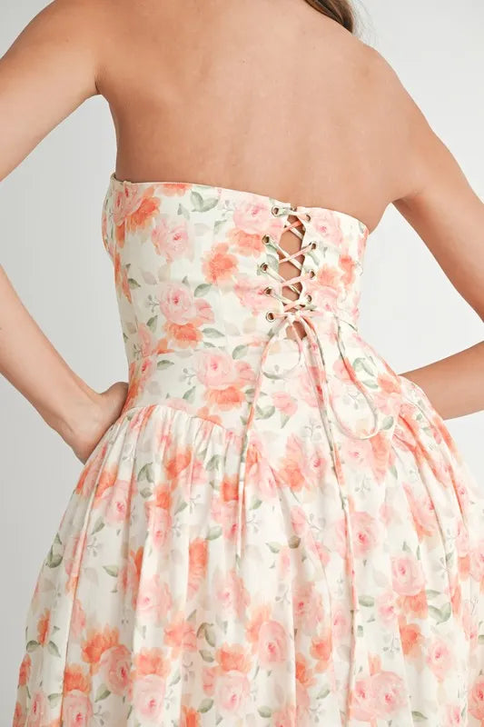 Sweetheart Neckline Floral Printed Midi Dress - Ludowika 