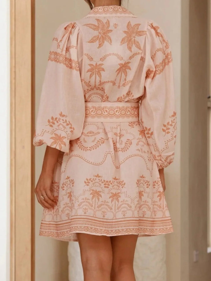 Ludowika Printed Button Down Shirt Dress with Belt