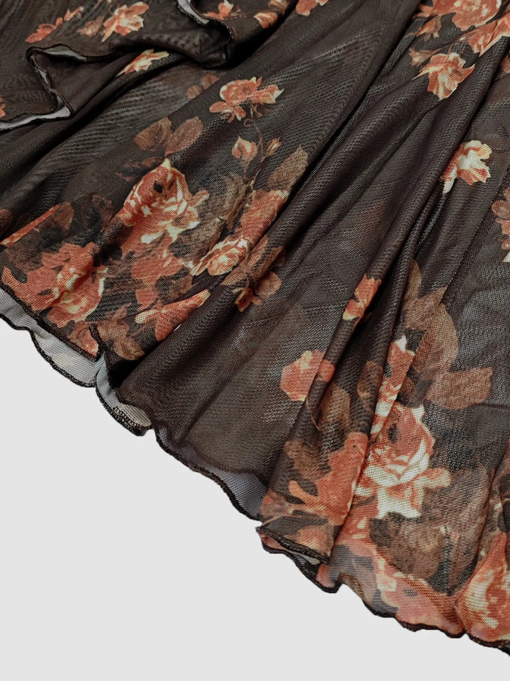 Ludowika Floral Square Neck Top and Skirt Set