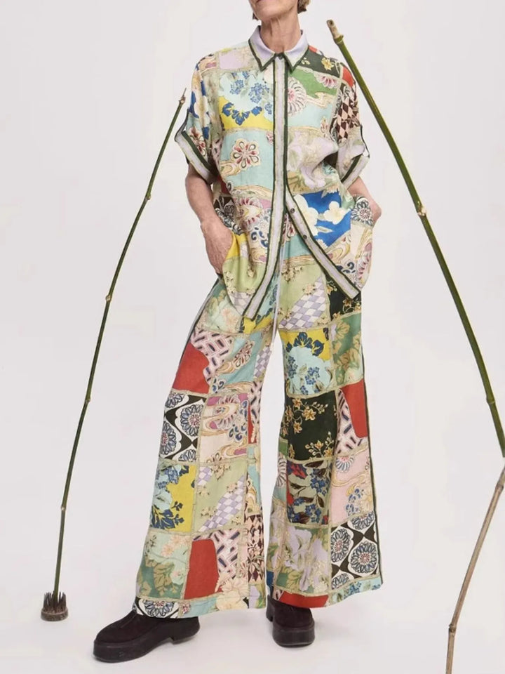 Ludowika Printed Button Up Shirt and Pants Set