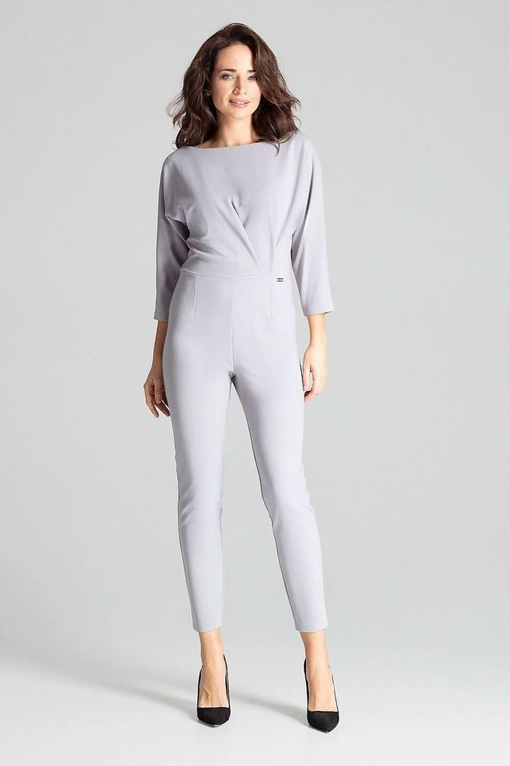 3/4-Sleeved Jumpsuit with Asymmetrical Pleats - Ludowika 
