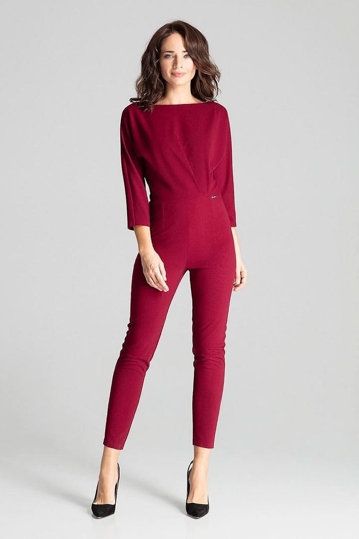 3/4-Sleeved Jumpsuit with Asymmetrical Pleats - Ludowika 