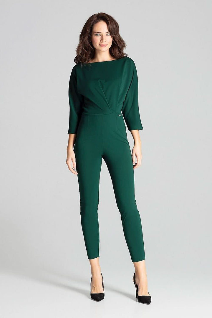 3/4-Sleeved Jumpsuit with Asymmetrical Pleats - Ludowika 
