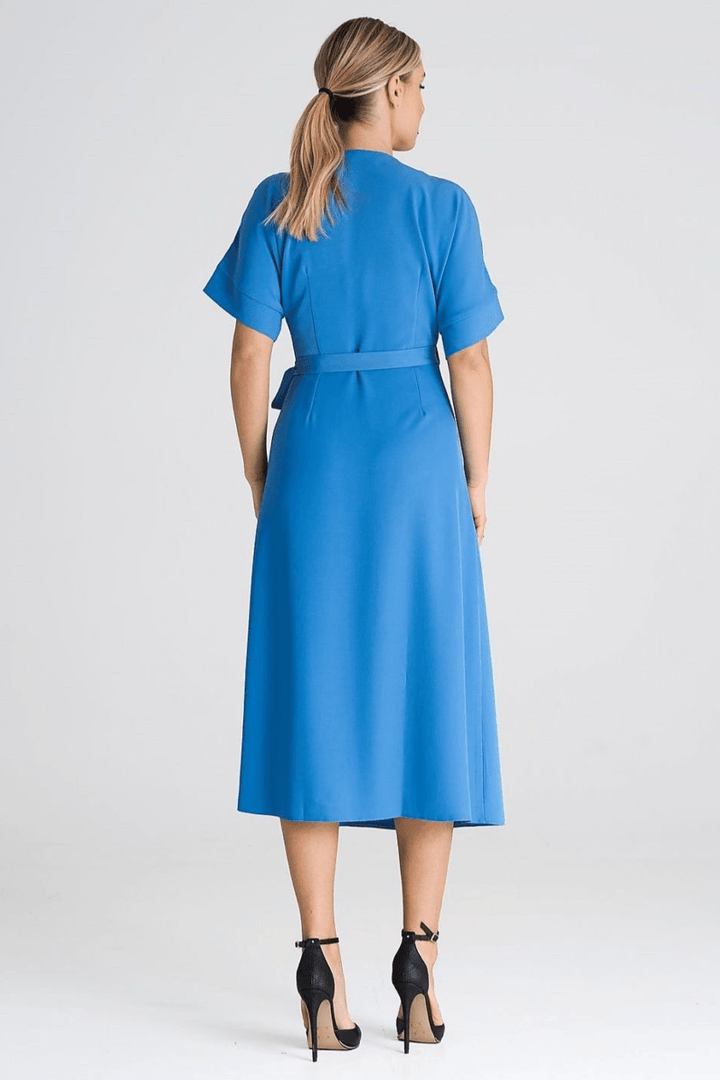 Dress with Short Kimono Sleeves, Envelope Front, and Waist Binding - Ludowika 