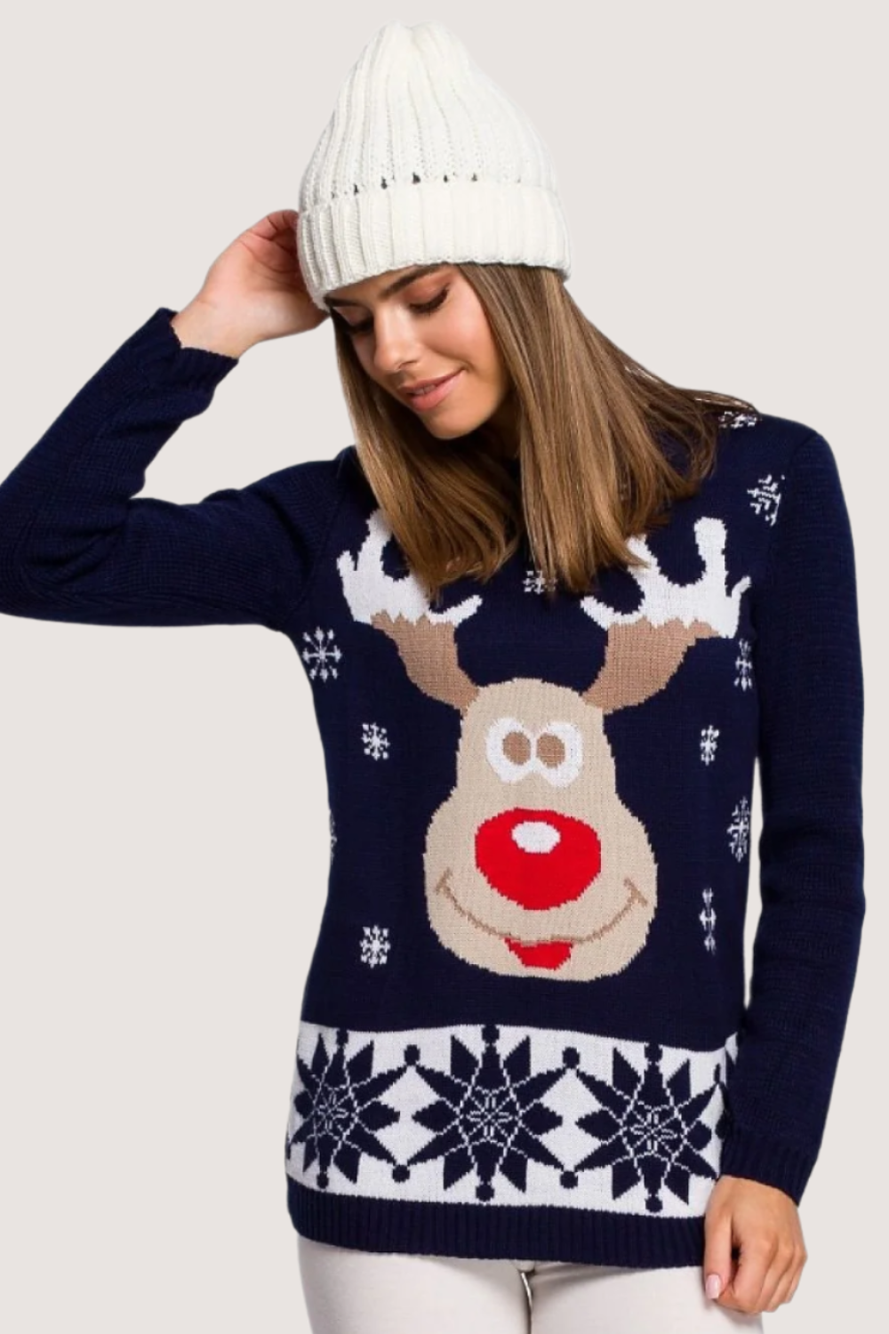 Adorable Reindeer Motif Sweater for Cozy Christmas Moments