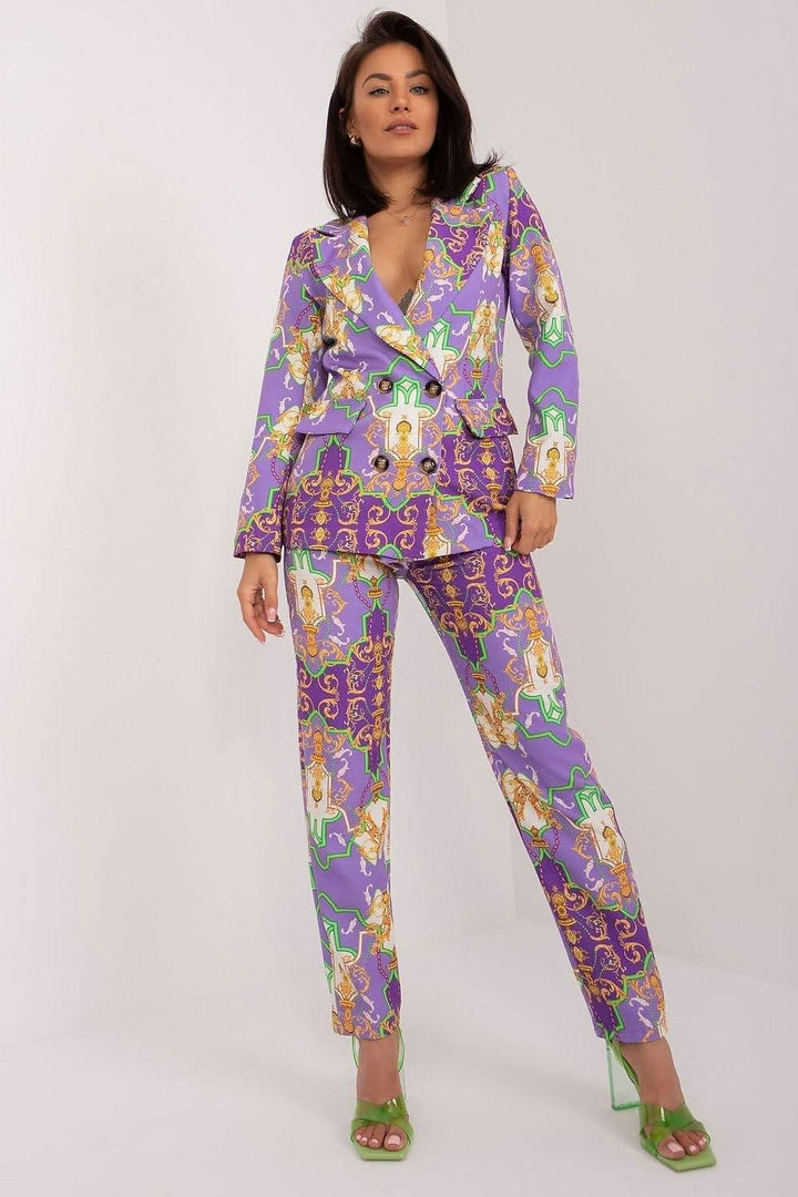Women's Tailored Set with Long-Sleeve Jacket and High-Waisted Pants

