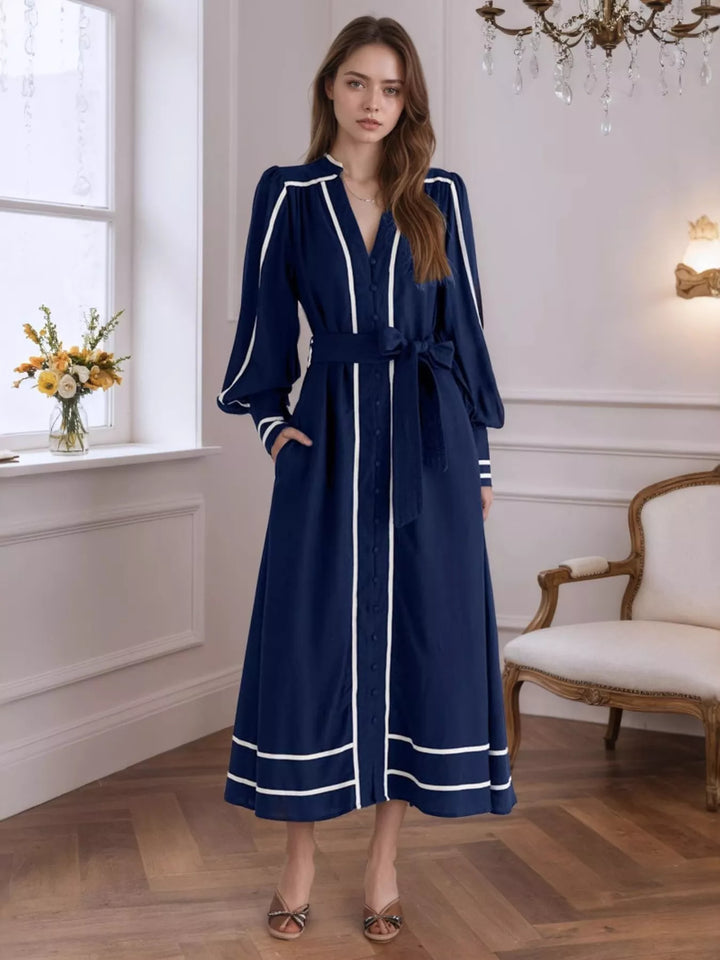 Ludowika Notched Lantern Sleeve Dress