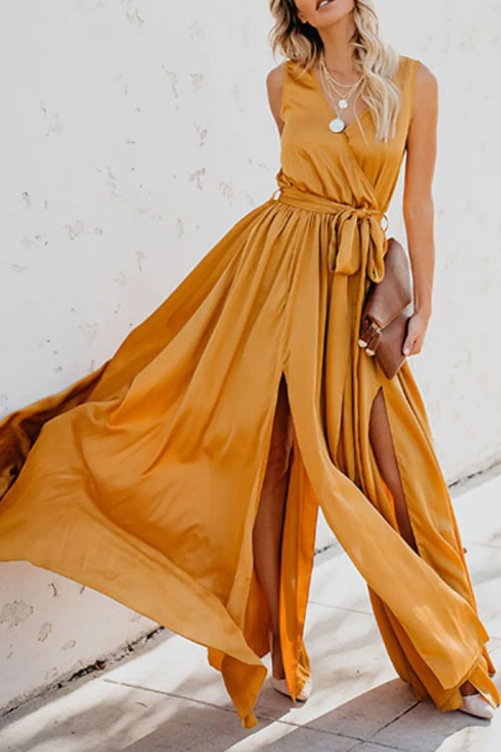Ludowika Surplice Tie Waist Maxi Dress