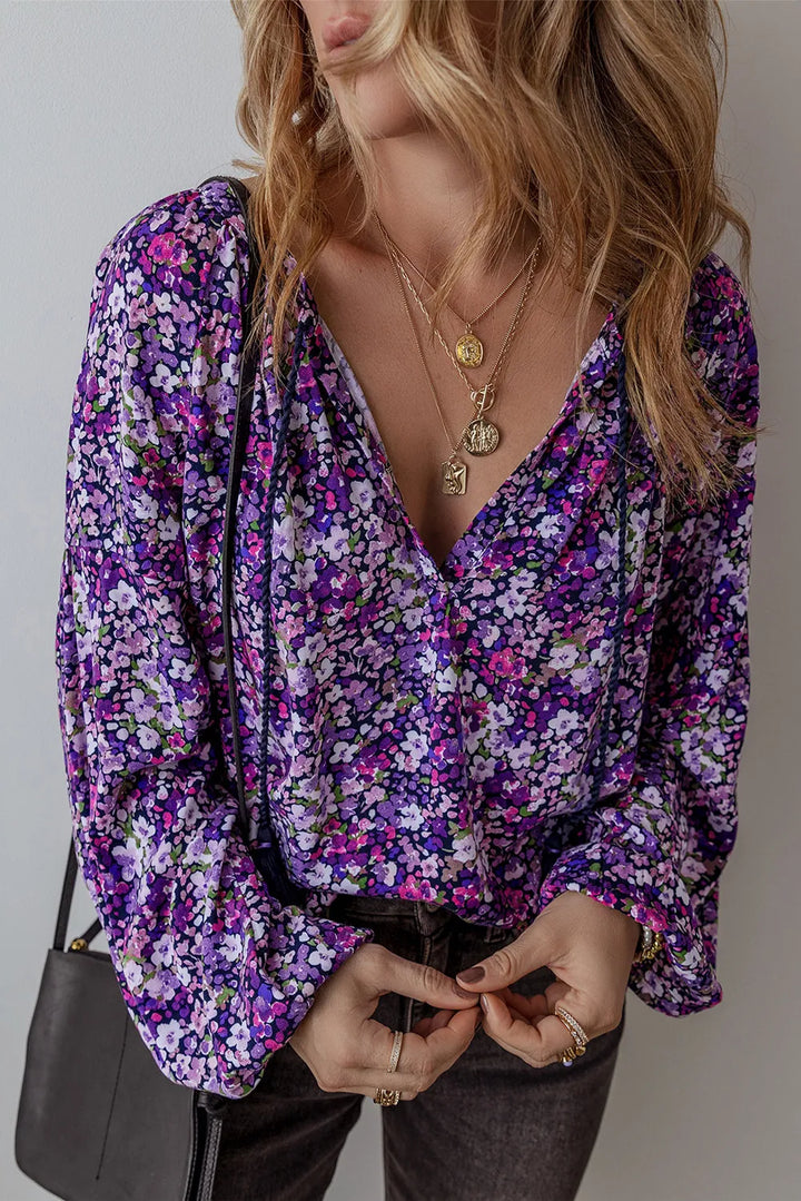 Tie Neck Long Sleeve Blouse - Ludowika 