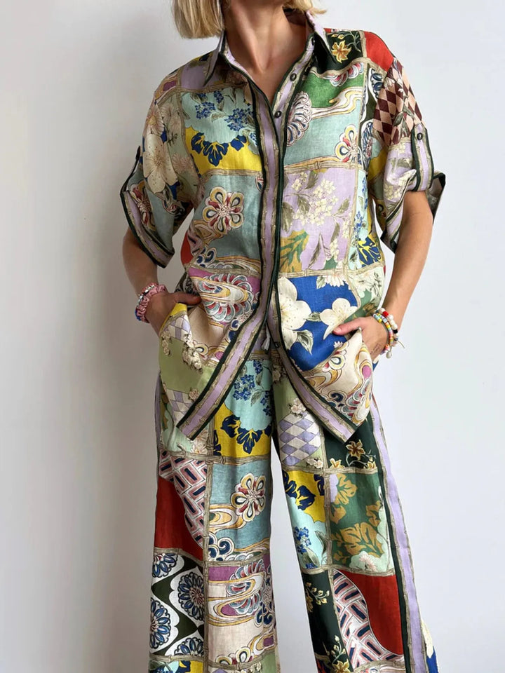 Ludowika Printed Button Up Shirt and Pants Set