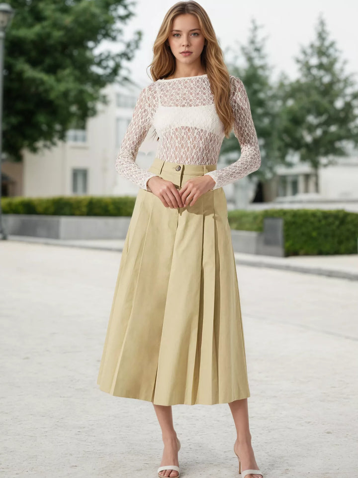 Ludowika High-Waisted Pleated Wide-Leg Cropped Pants