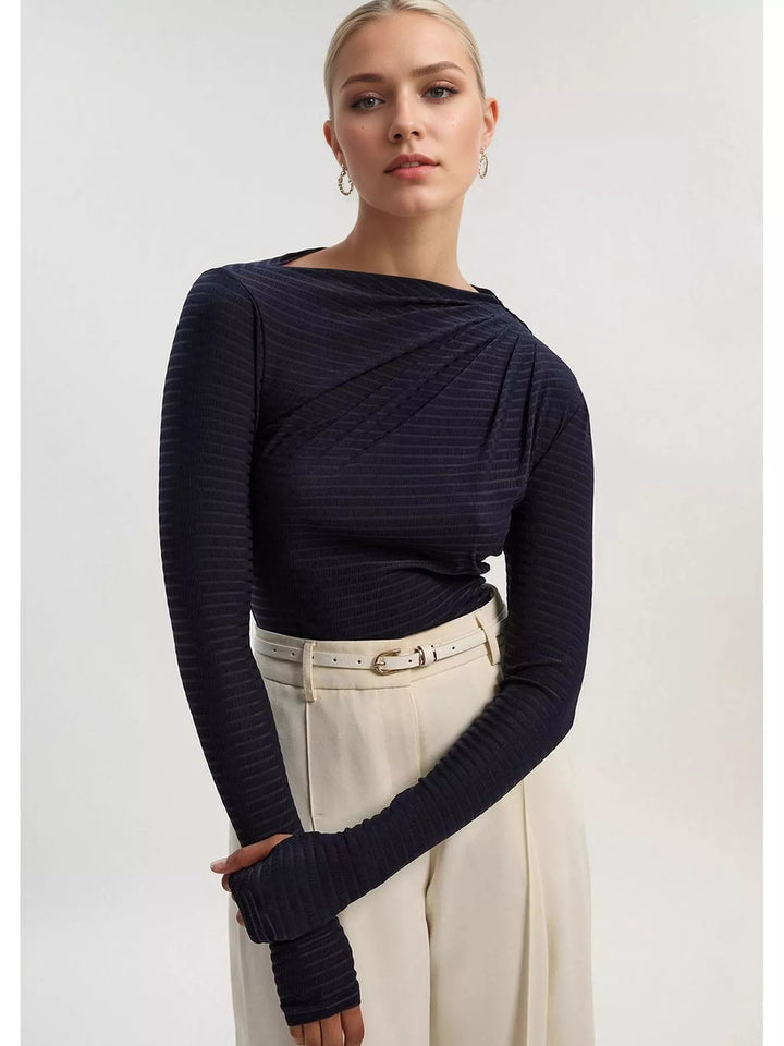 Ludowika Ruched Striped Long Sleeve Top