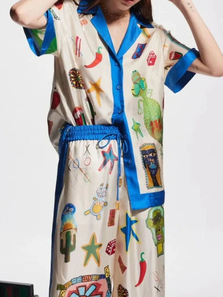 Ludowika Printed Button Up Shirt and Pants Set