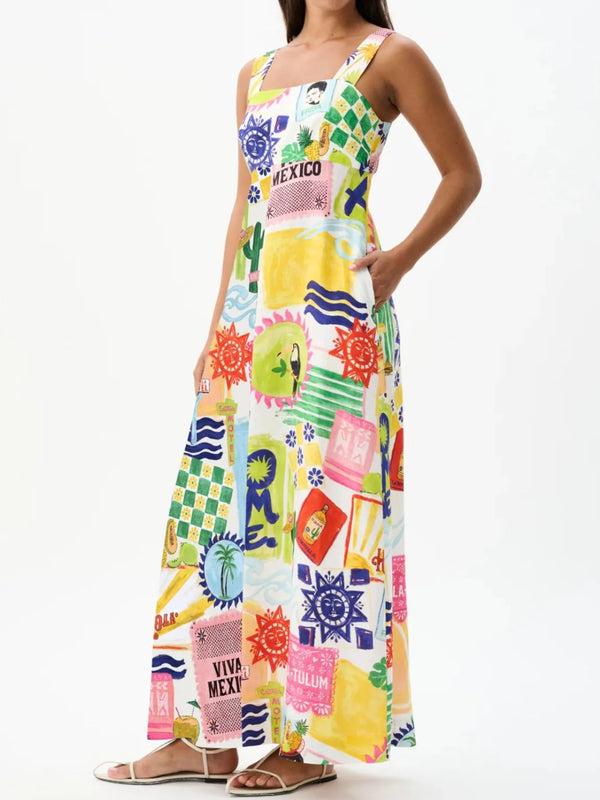 Ludowika Printed Square Neck Maxi Cami Dress