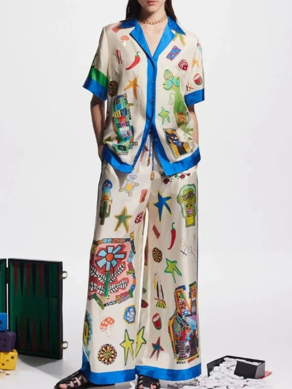 Ludowika Printed Button Up Shirt and Pants Set