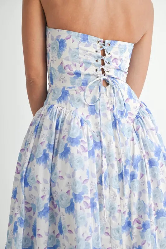 Sweetheart Neckline Floral Printed Midi Dress - Ludowika 